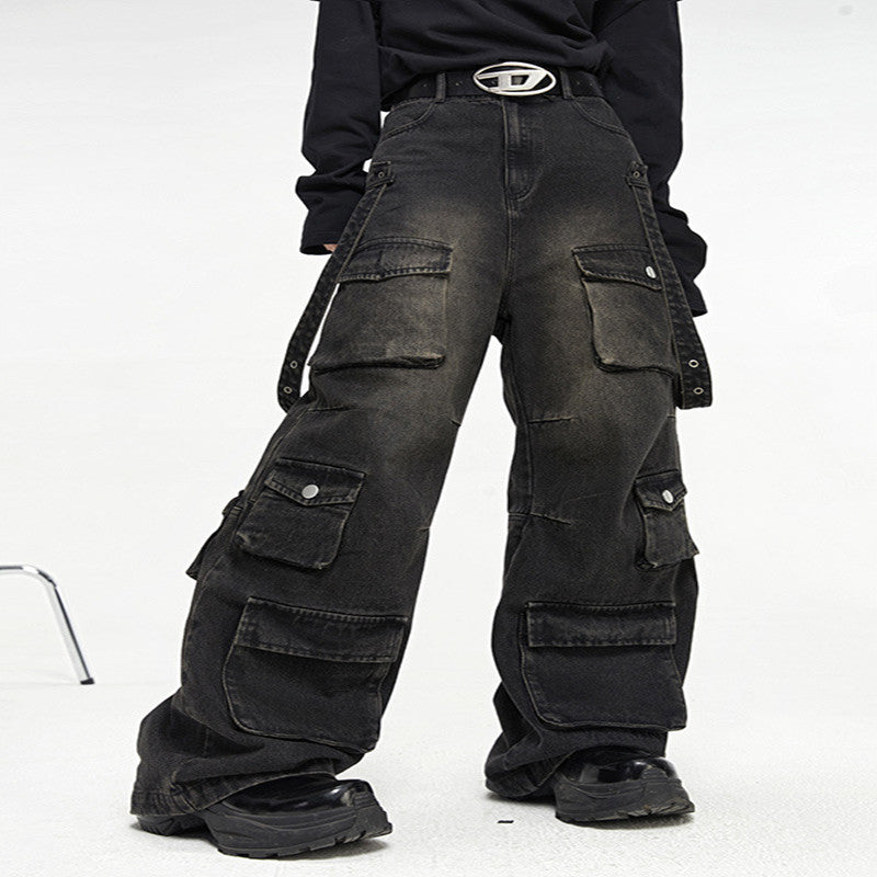 Multi Pocket Vintage Denim Jeans