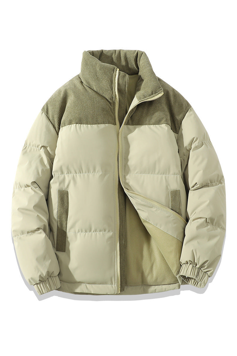 Unisex Winter Contrast-coloured Cotton Padded Puffer