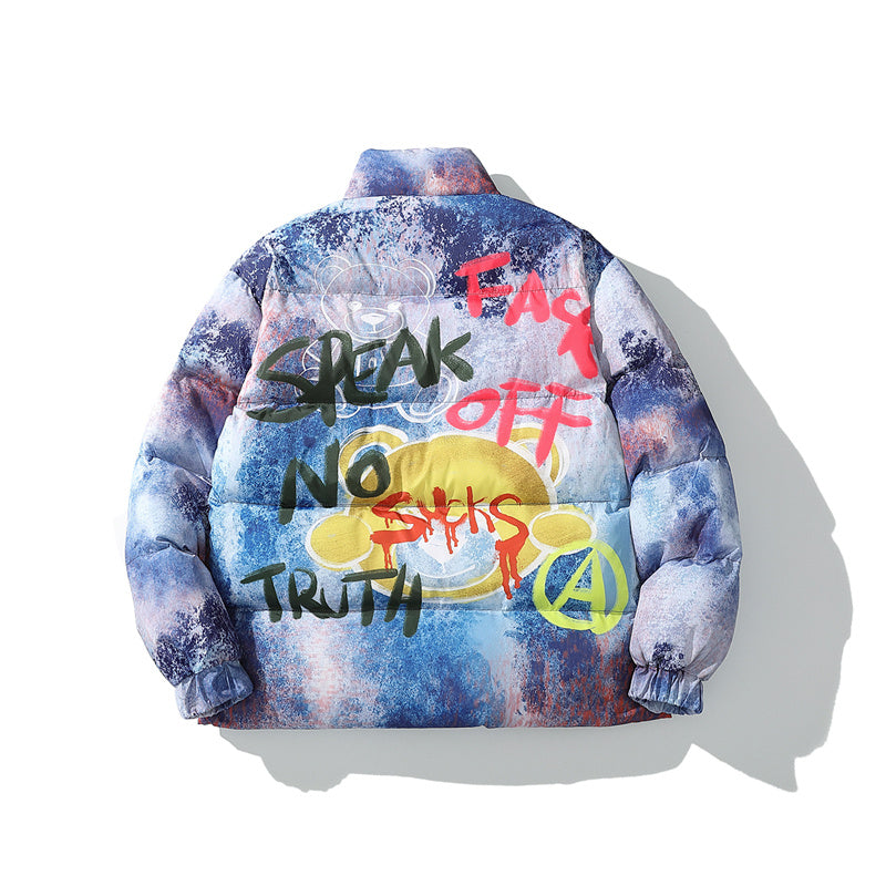Graffiti Printed Cotton Padded Puffers