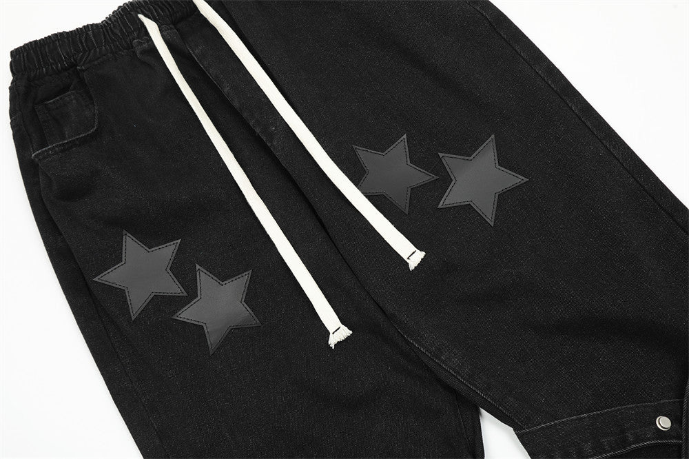 Star Embroidered Straight-leg Denim Jeans