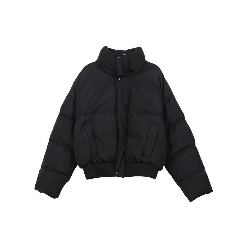 Simple Stand Collar Cotton-padded Puffers