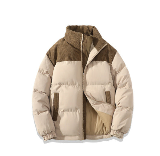 Unisex Winter Contrast-coloured Cotton Padded Puffer