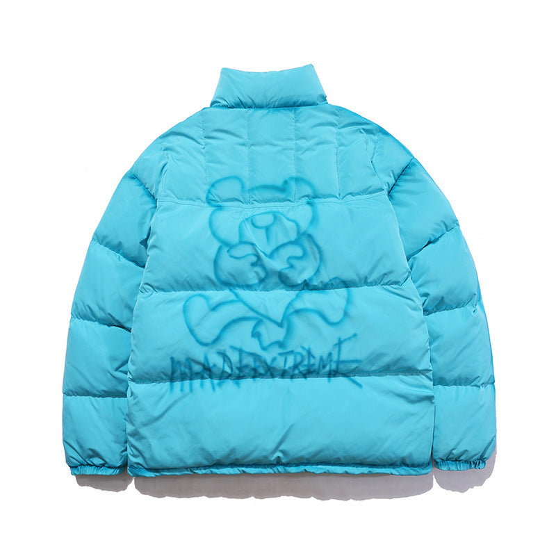 Bear Spray Paint Graffiti Cotton Padded Puffer