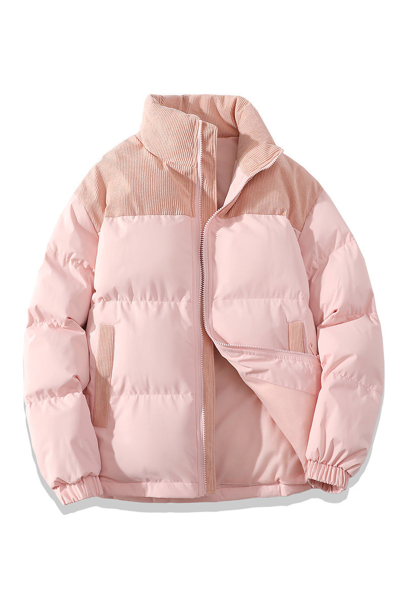 Unisex Winter Contrast-coloured Cotton Padded Puffer