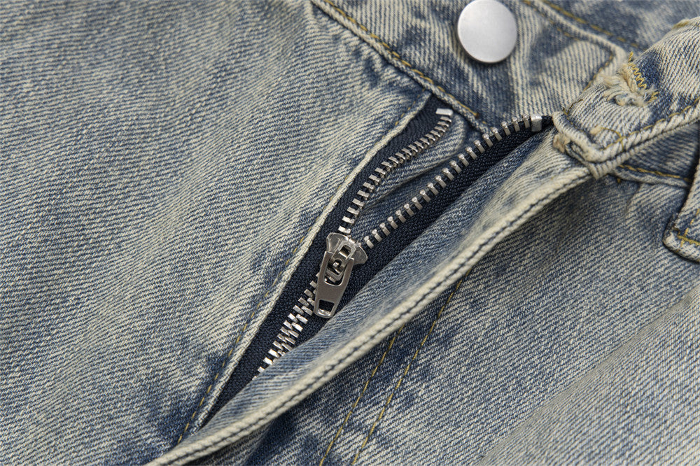Unisex Ripped Stitching Denim Jeans