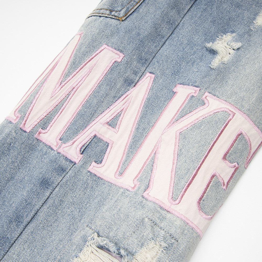 Unisex Ripped Beggar Denim Jeans