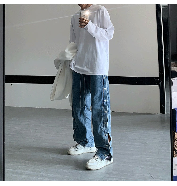 Loose Washed Casual Drawstring Denim Jeans