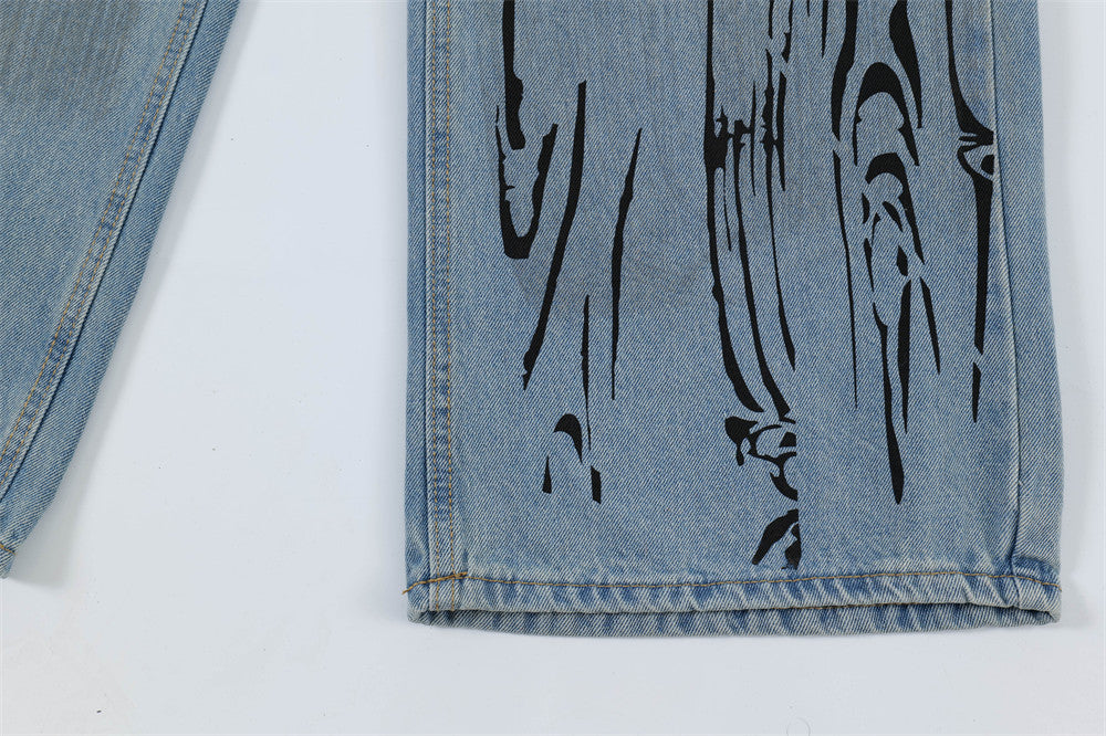 Graffiti Ripped Denim Jeans