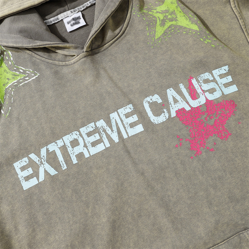 Shape and Letter Printed Hoodies
