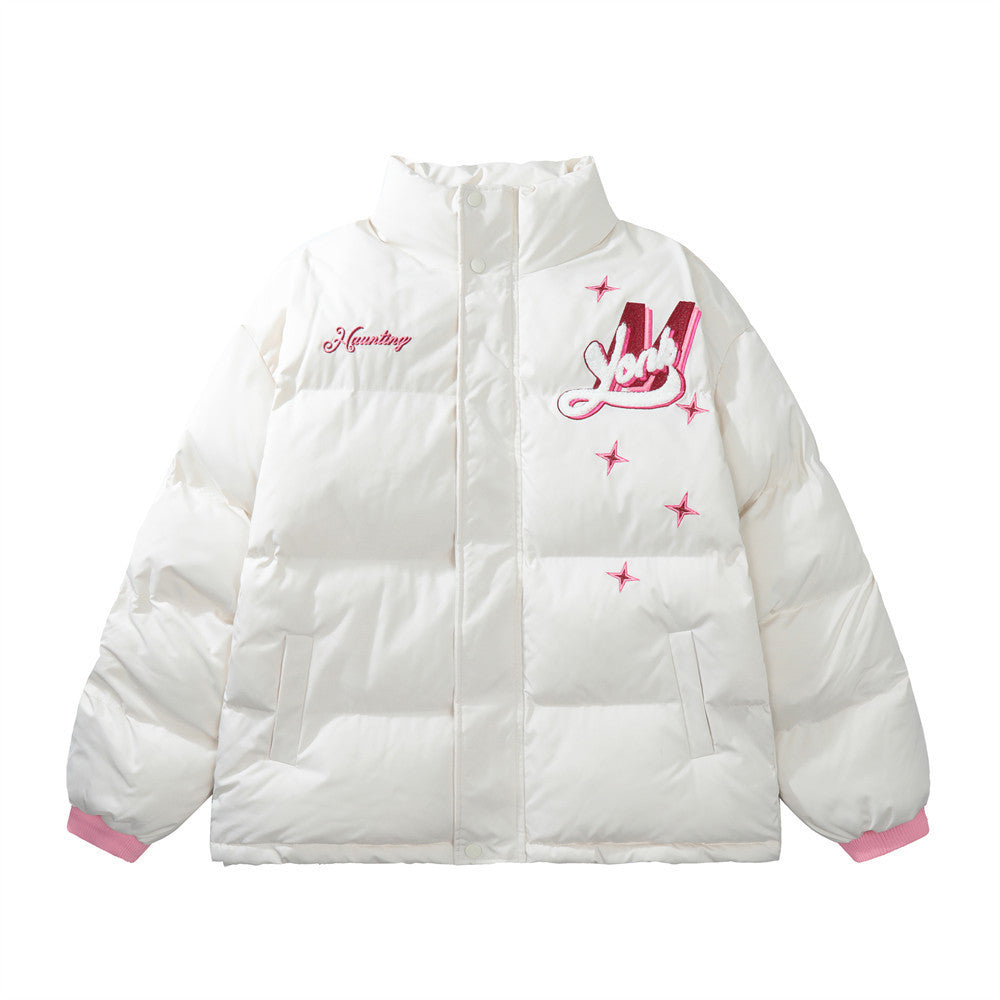 Printed Stand Collar Cotton-padded Puffers