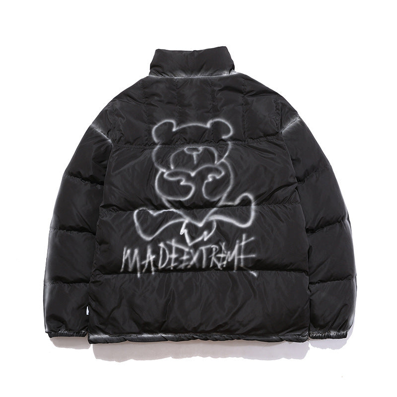 Bear Spray Paint Graffiti Cotton Padded Puffer