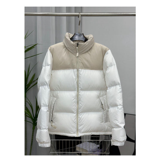 Unisex Winter Contrast-coloured Cotton Padded Puffer