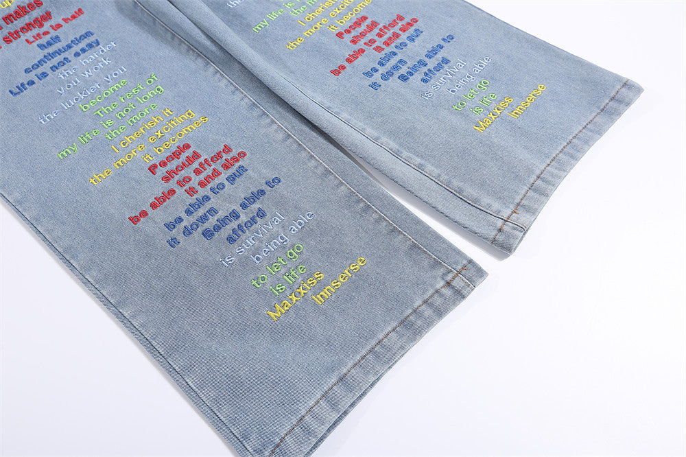 Unisex Embroidered Denim Jeans
