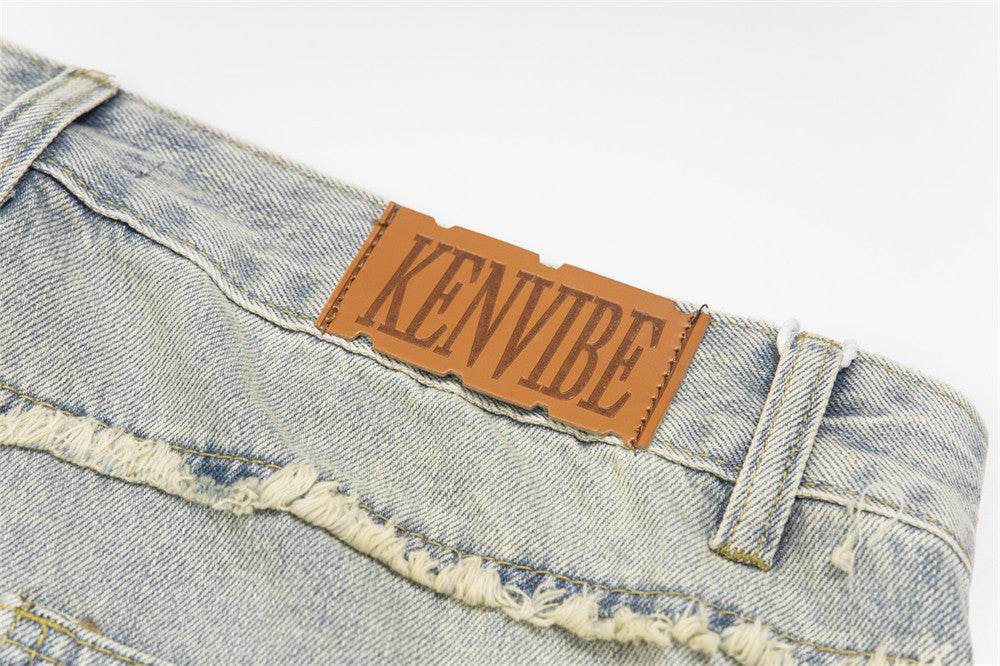 Unisex Ripped Stitching Denim Jeans