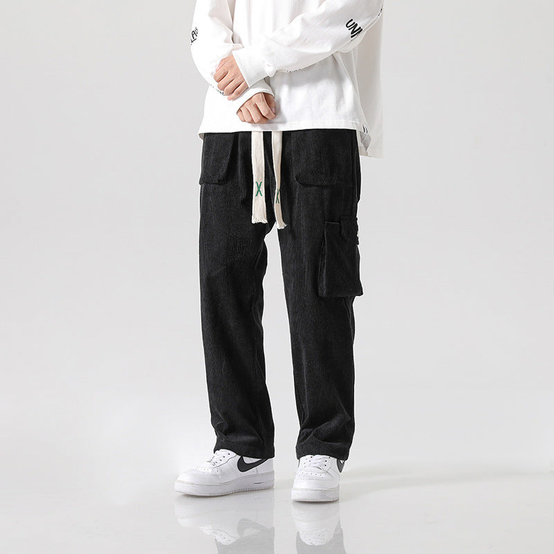All-matching Corduroy Multi-pocket Straight Cargos
