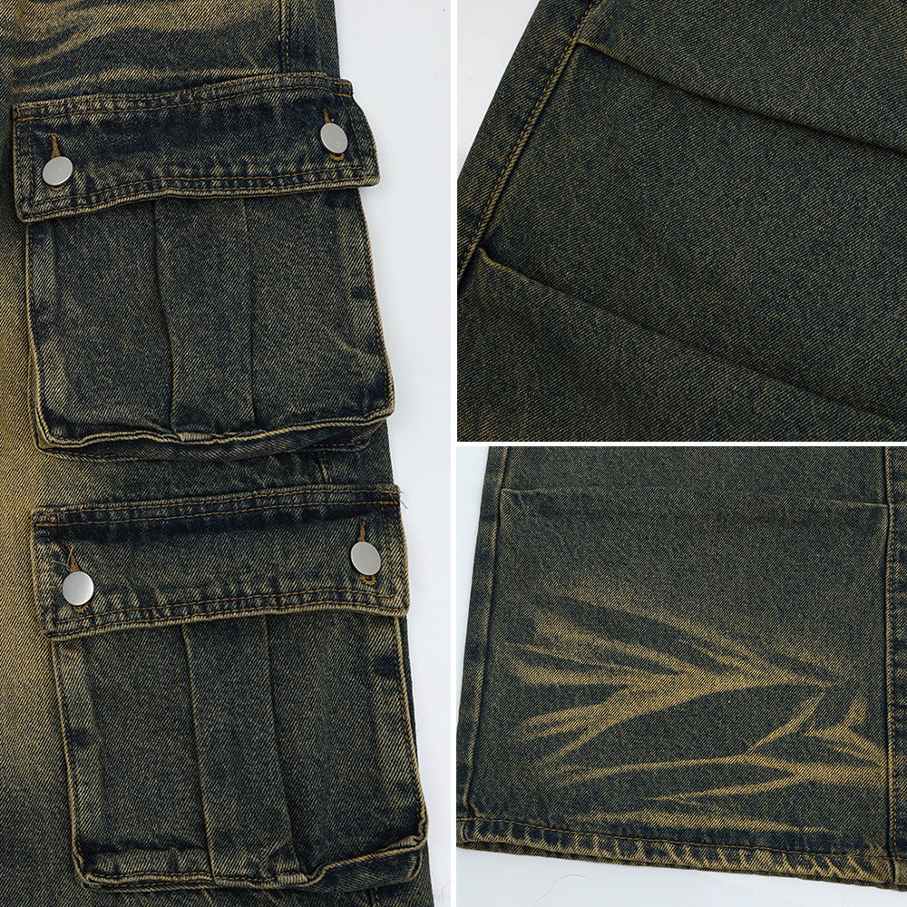 Retro Multi-Pocket Workwear Jeans