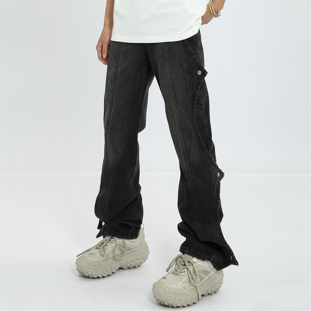 Rock Stitched Straight Jeans
