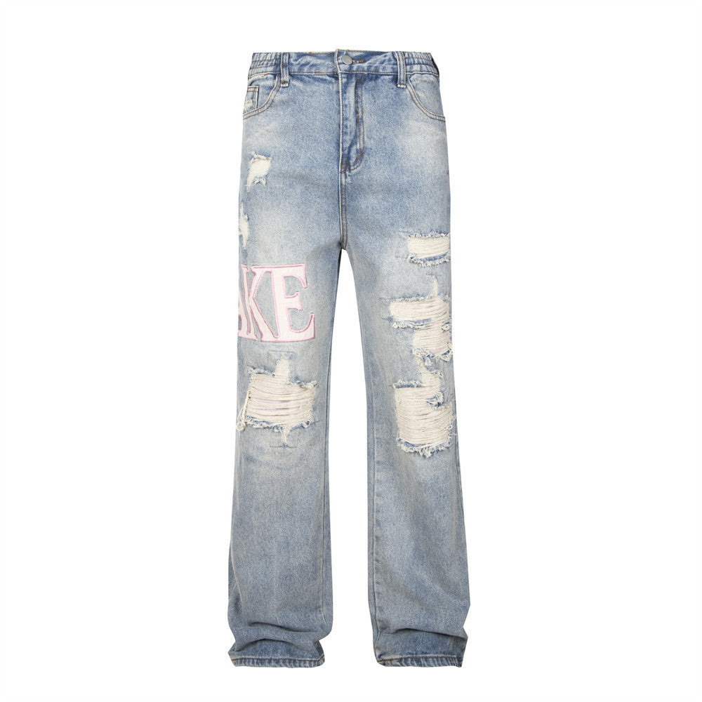 Unisex Ripped Beggar Denim Jeans