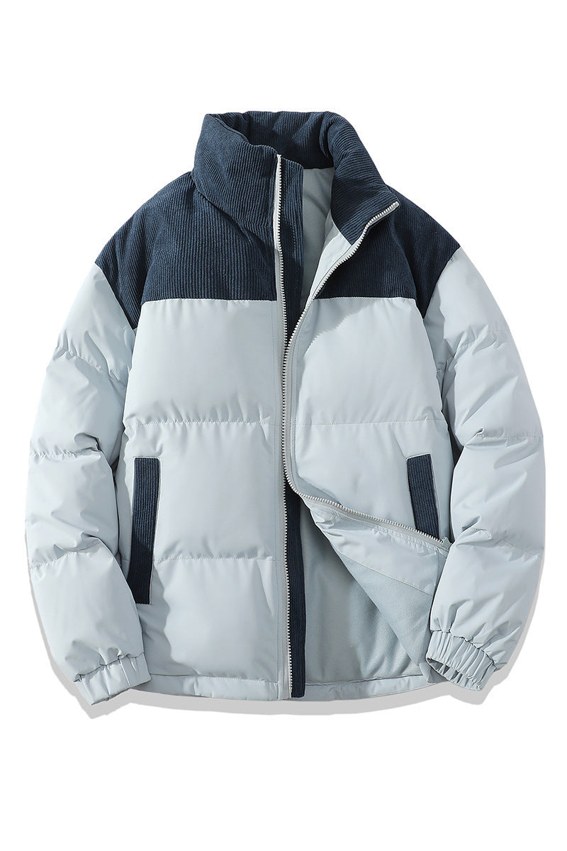 Unisex Winter Contrast-coloured Cotton Padded Puffer