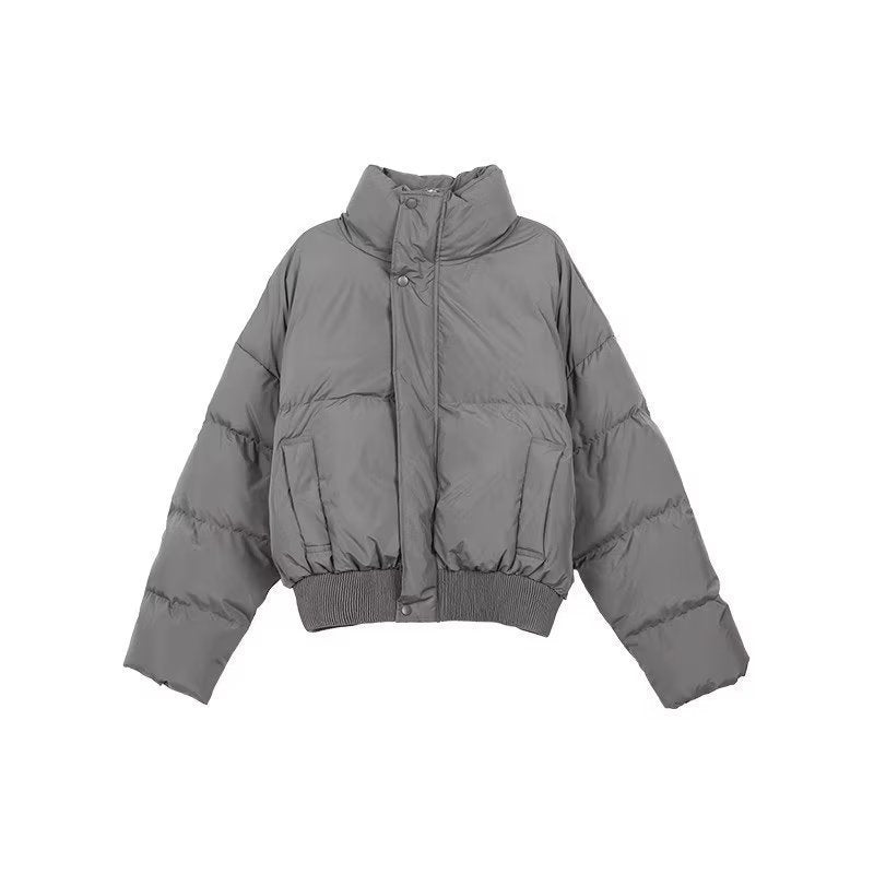 Simple Stand Collar Cotton-padded Puffers