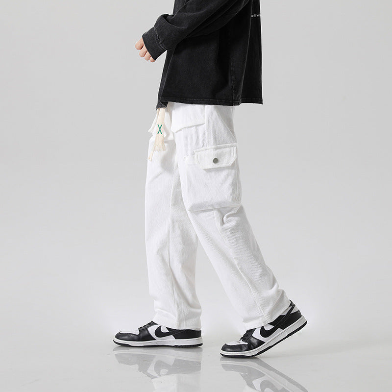 All-matching Corduroy Multi-pocket Straight Cargos