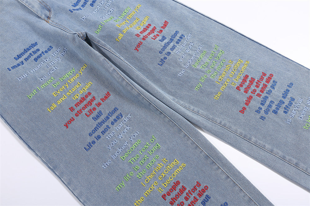 Unisex Embroidered Denim Jeans