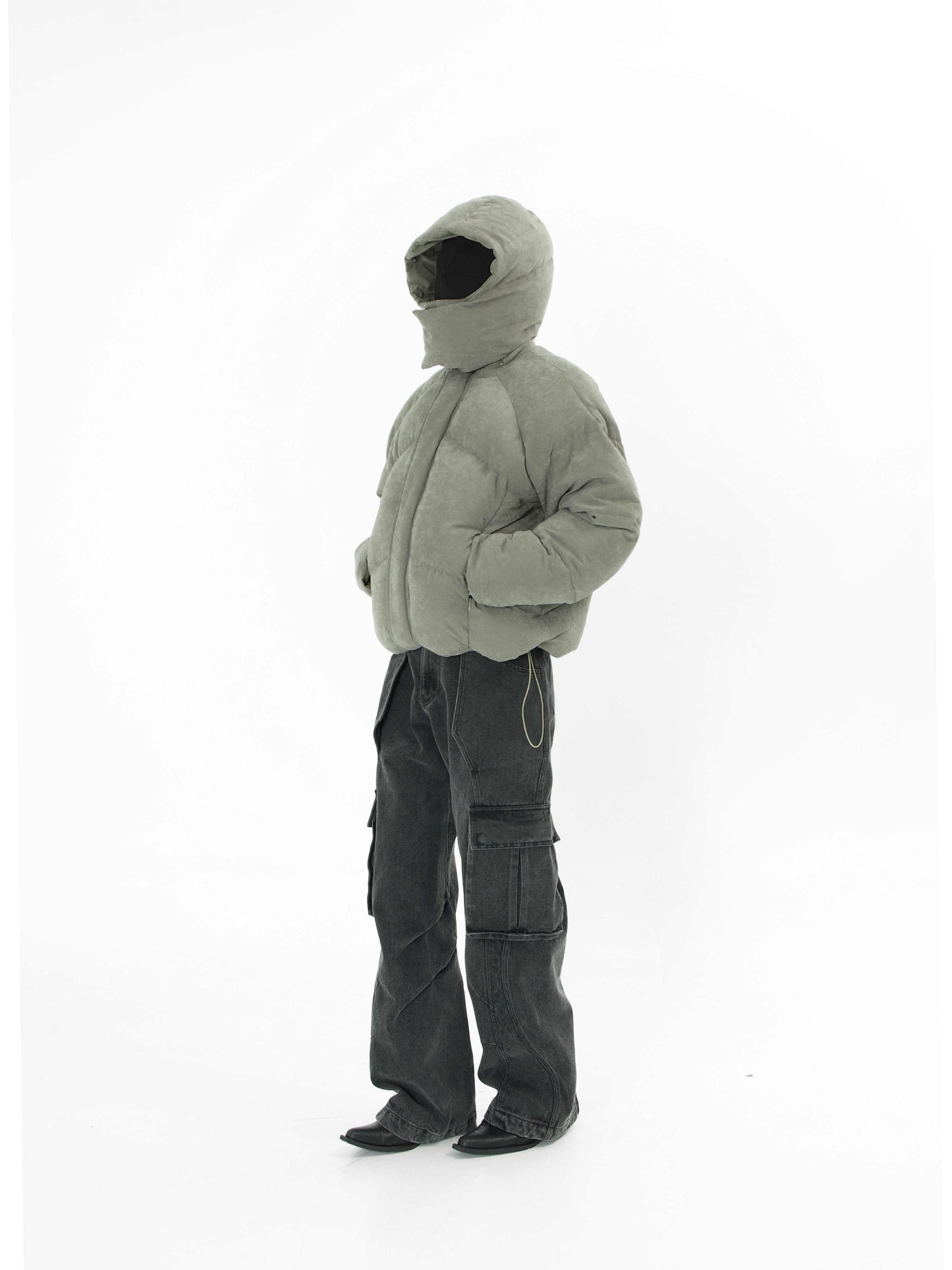 Helmet Armor Split Down Puffer Jacket
