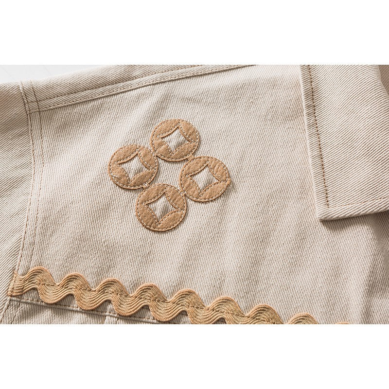 Copper Coin Embroidered Multi-pocket Jackets