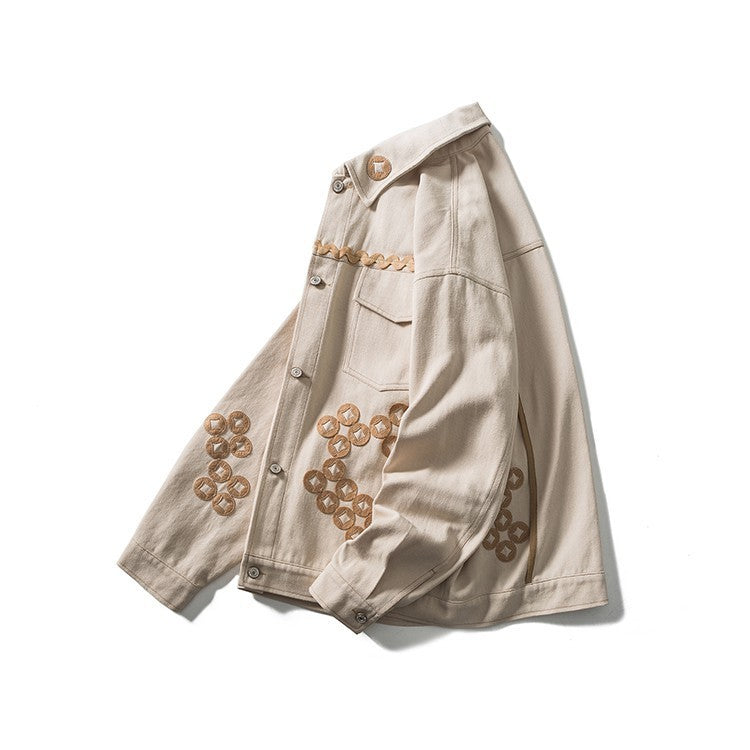 Copper Coin Embroidered Multi-pocket Jackets