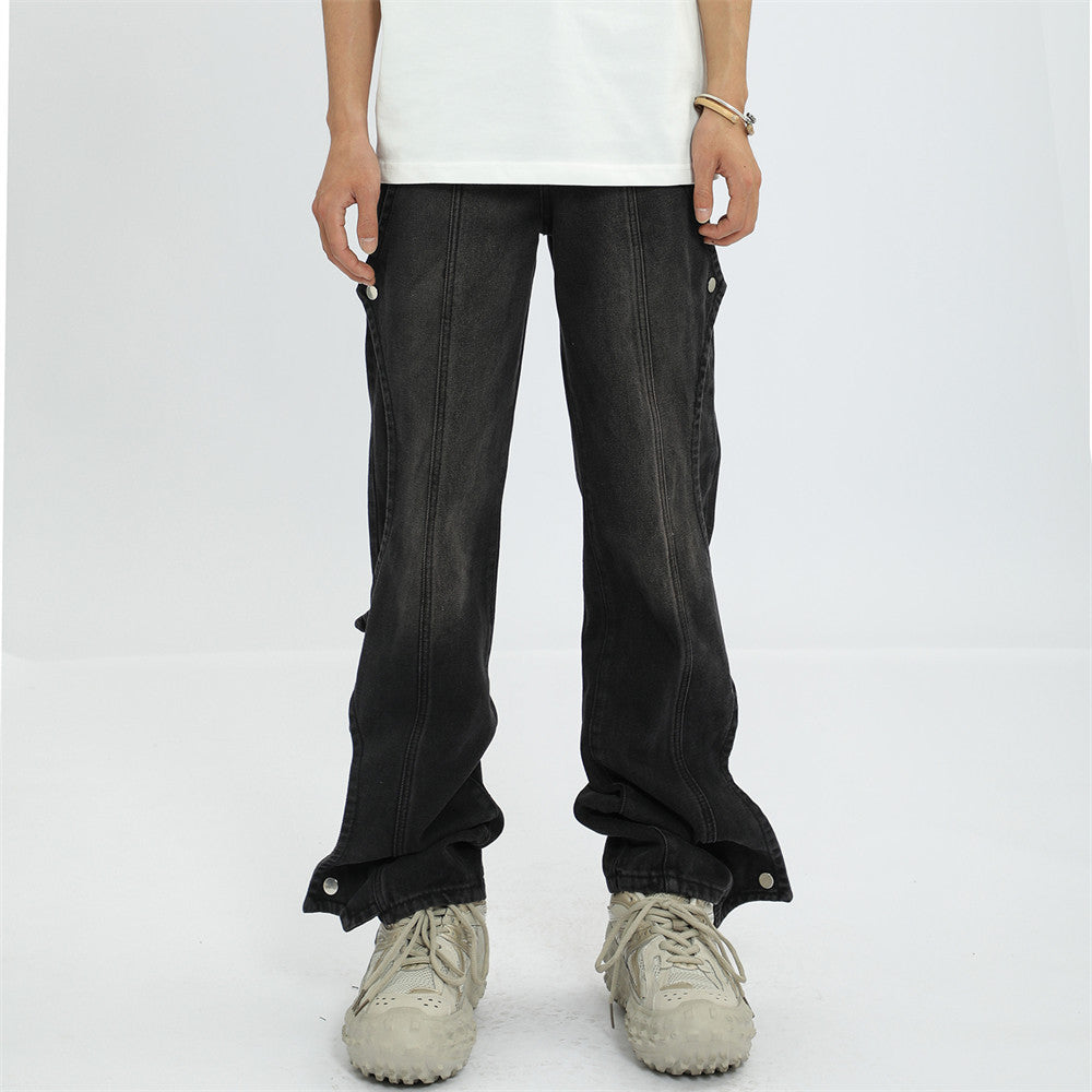 Rock Stitched Straight Jeans