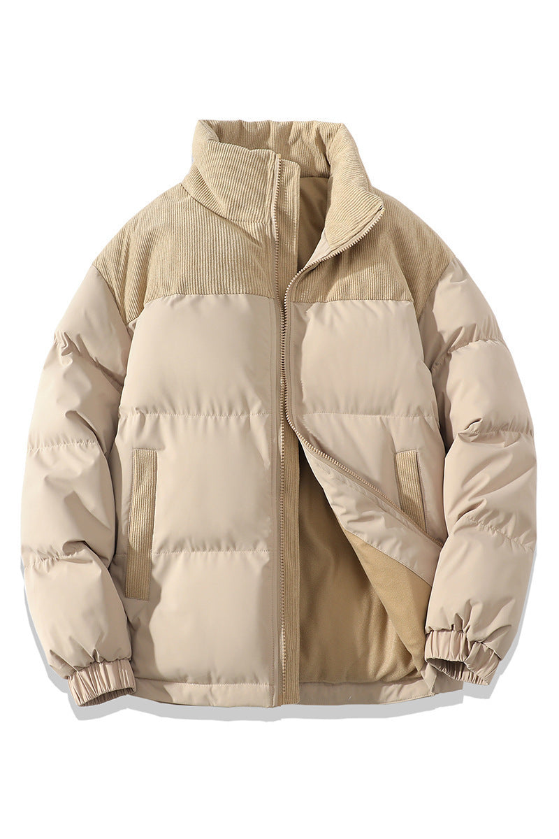 Unisex Winter Contrast-coloured Cotton Padded Puffer