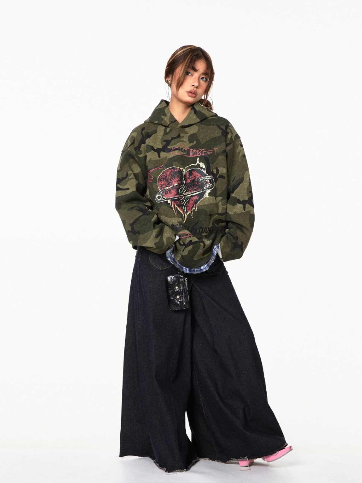 Retro Pullover Love Camouflage Hoodie