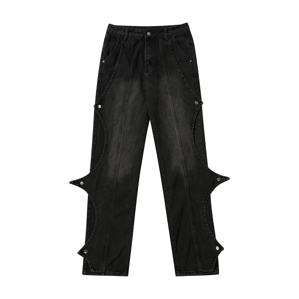 Rock Stitched Straight Jeans