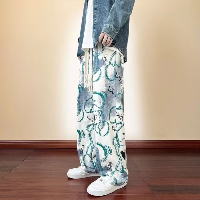 Patterned Casual Baggy Trousers