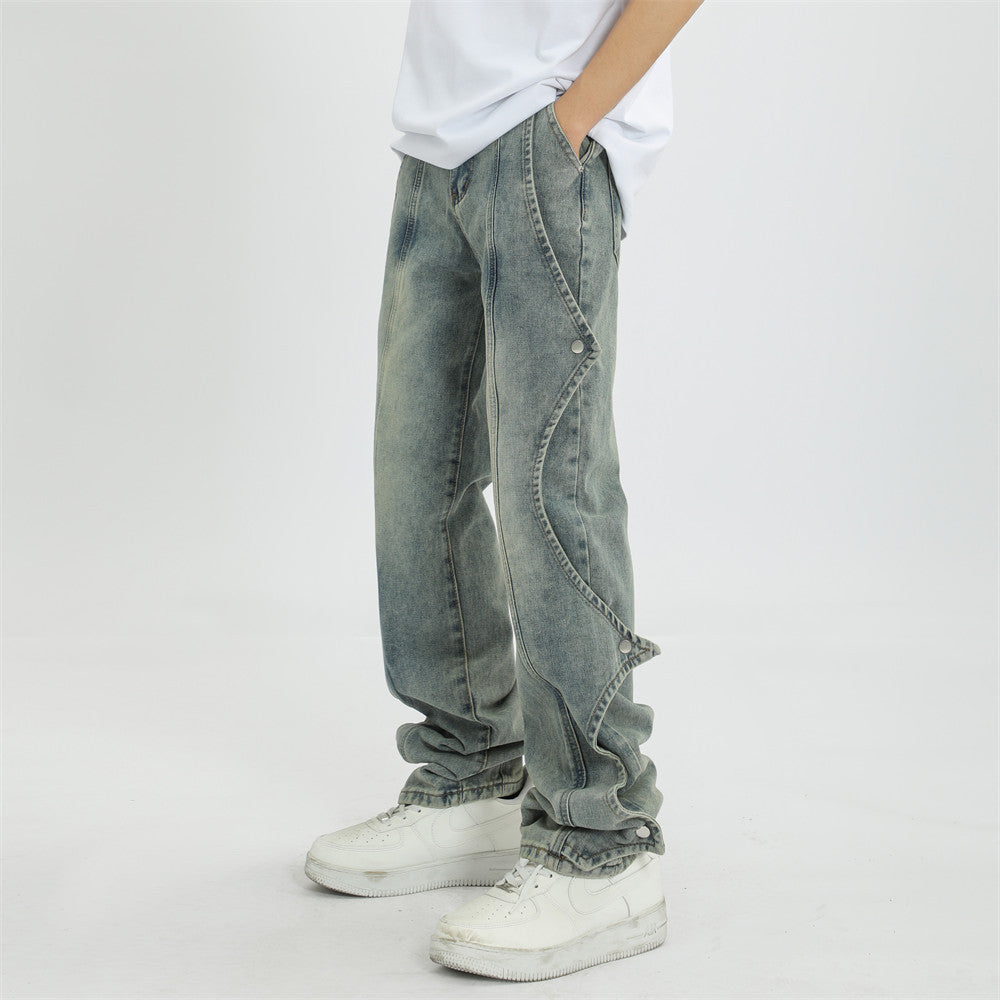 Rock Stitched Straight Jeans