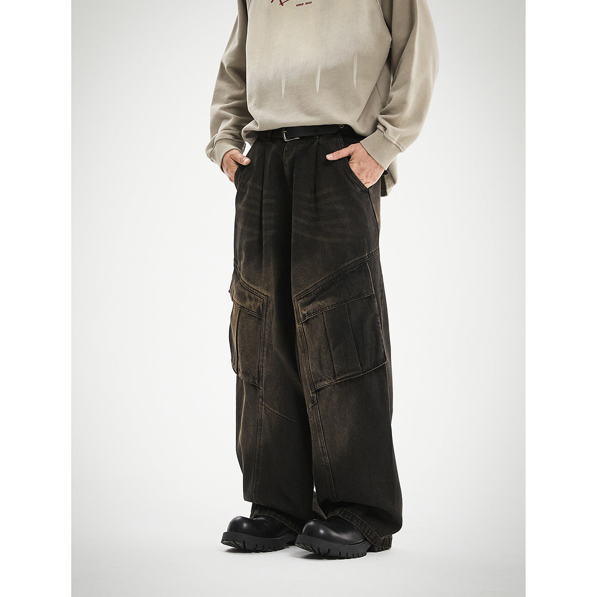 Retro Washed Cargo Jeans