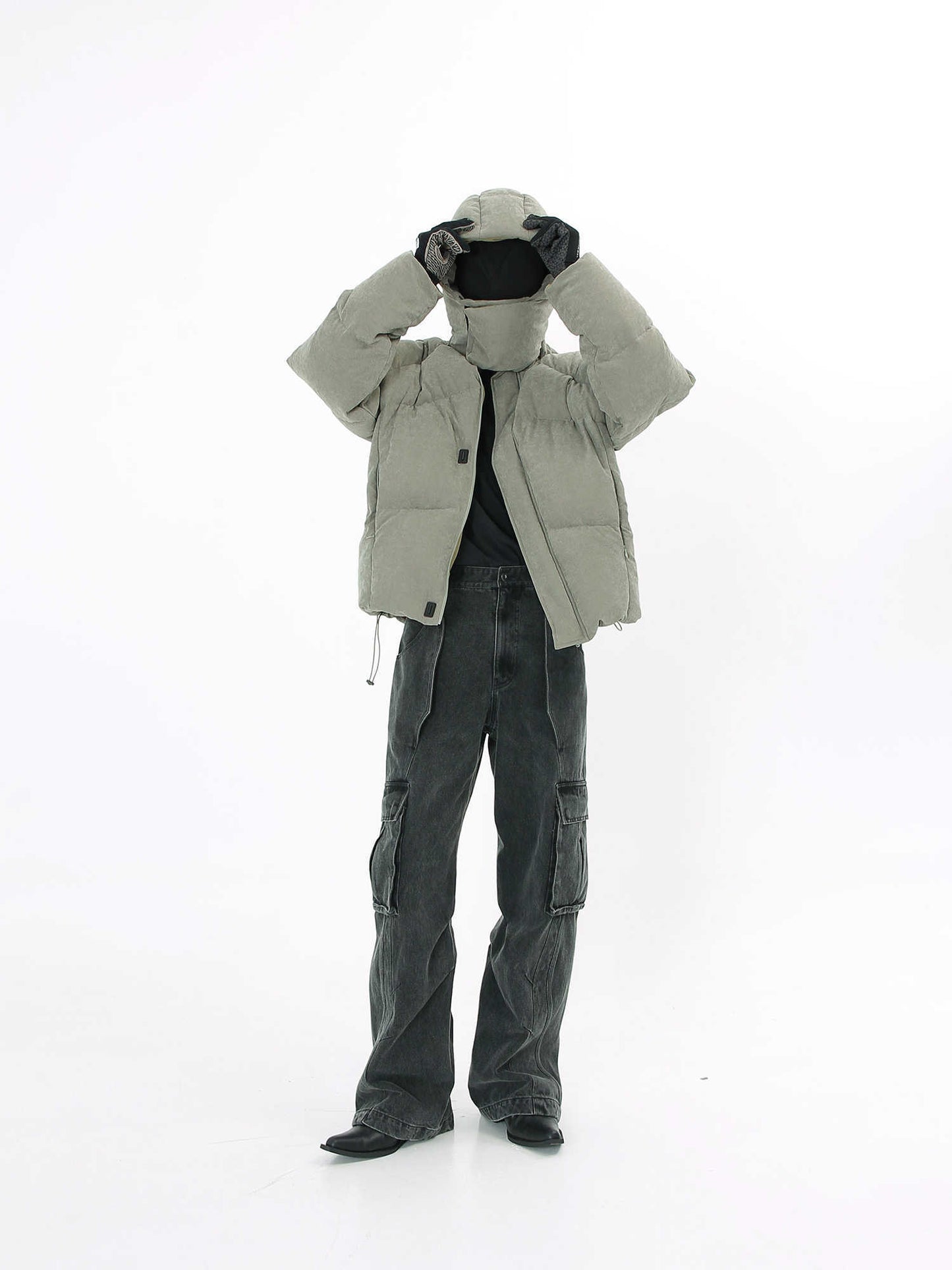 Helmet Armor Split Down Puffer Jacket