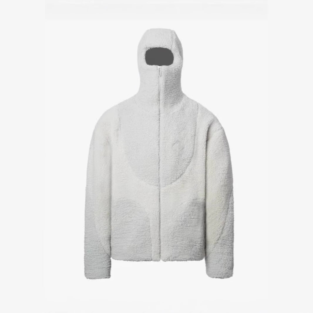 Lamb Wool Hooded Zipper Coat