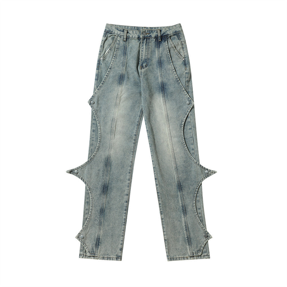 Rock Stitched Straight Jeans