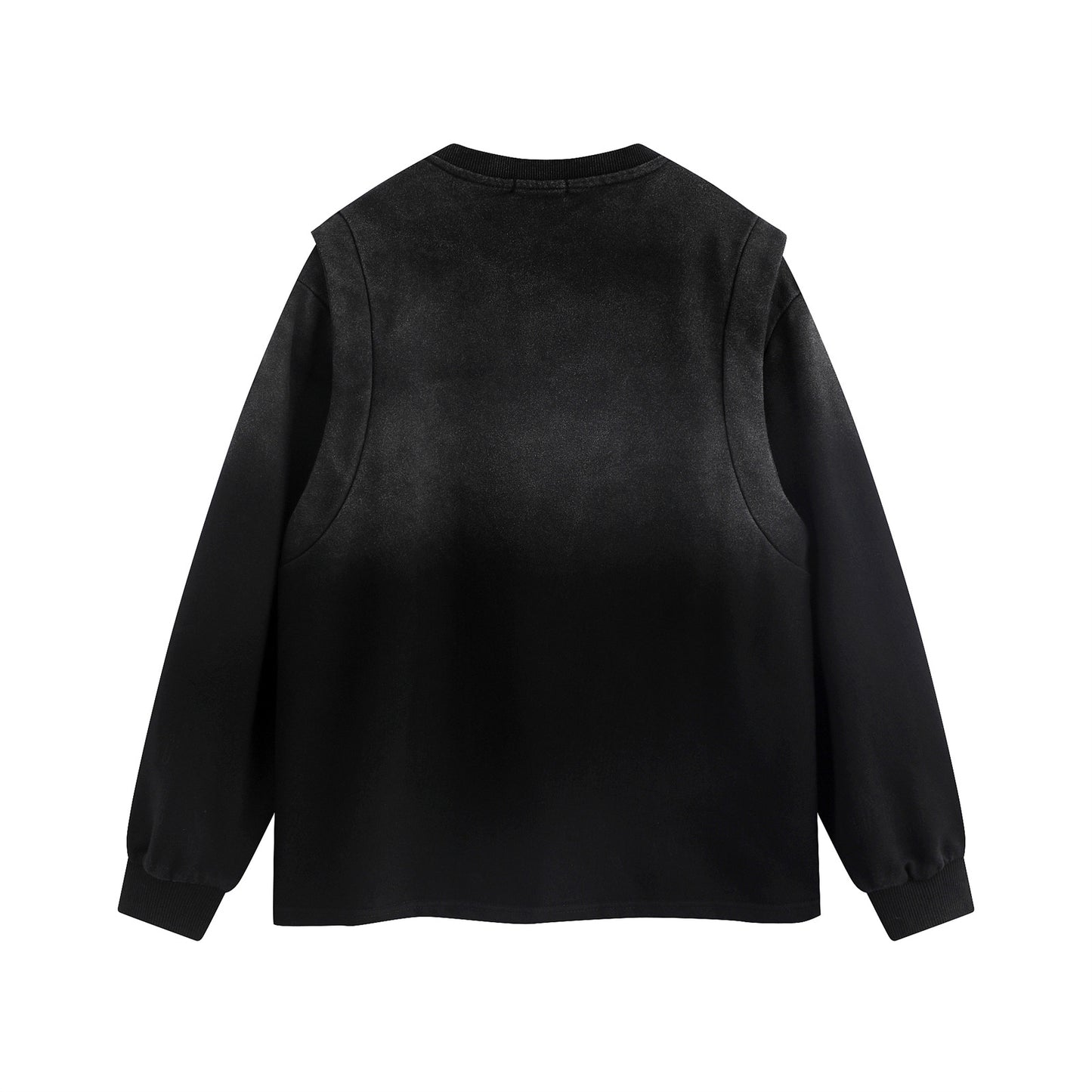 High Street Washed and Distressed Affixed Cloth Embroidered Sweater