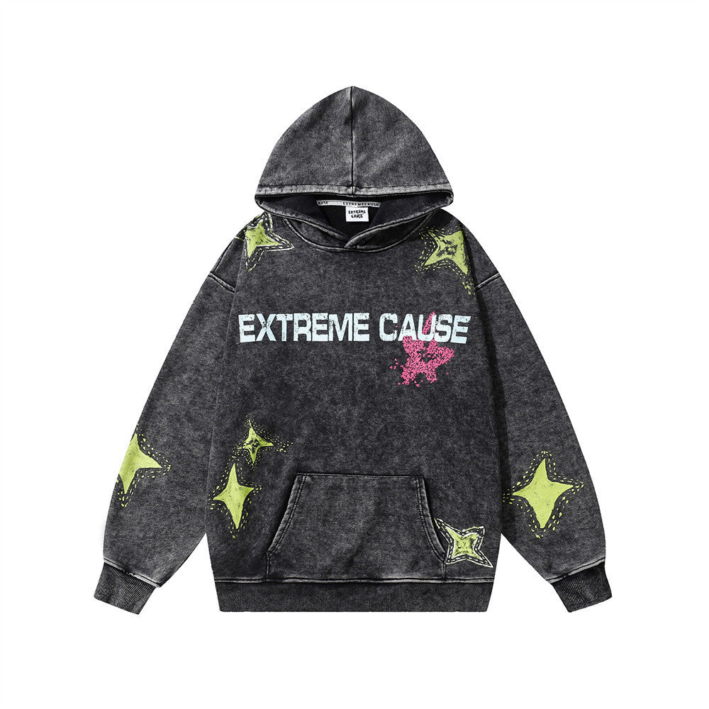 Shape and Letter Printed Hoodies