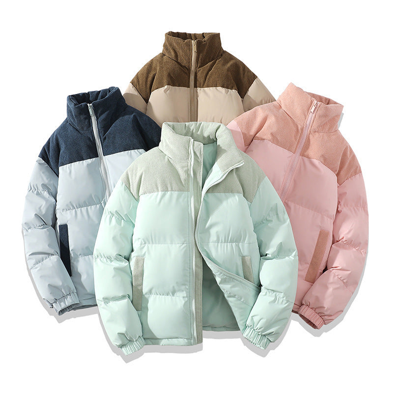 Unisex Winter Contrast-coloured Cotton Padded Puffer