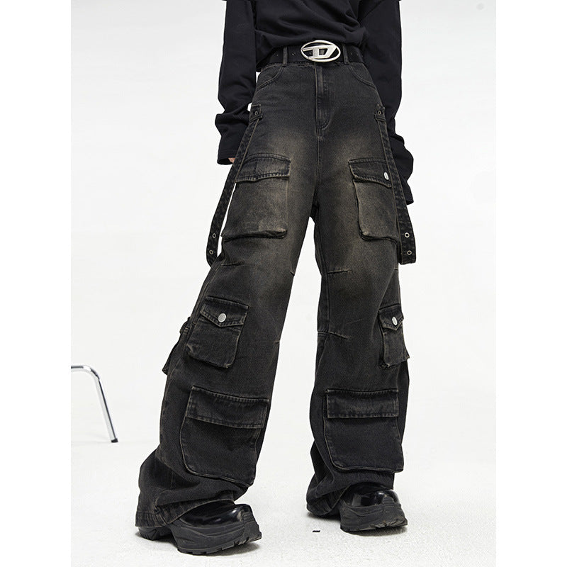 Multi Pocket Vintage Denim Jeans