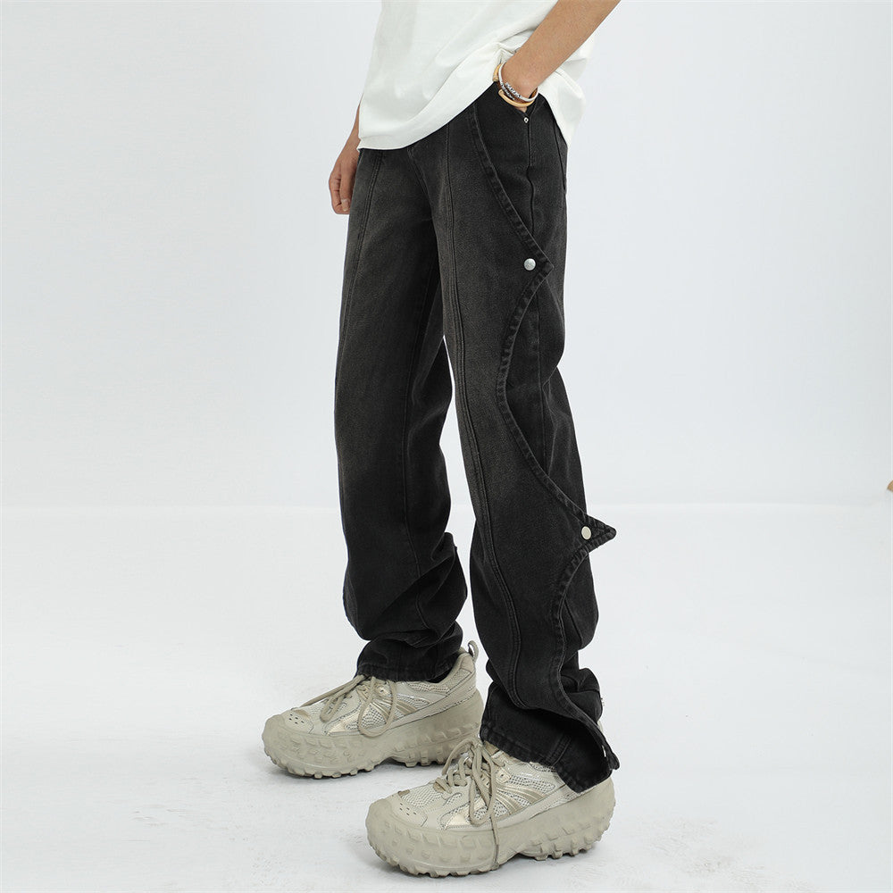 Rock Stitched Straight Jeans