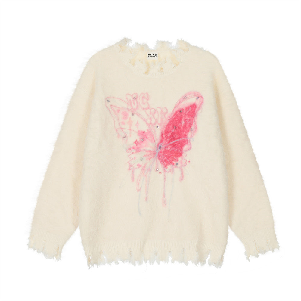 Butterfly Rhinestone Sweater