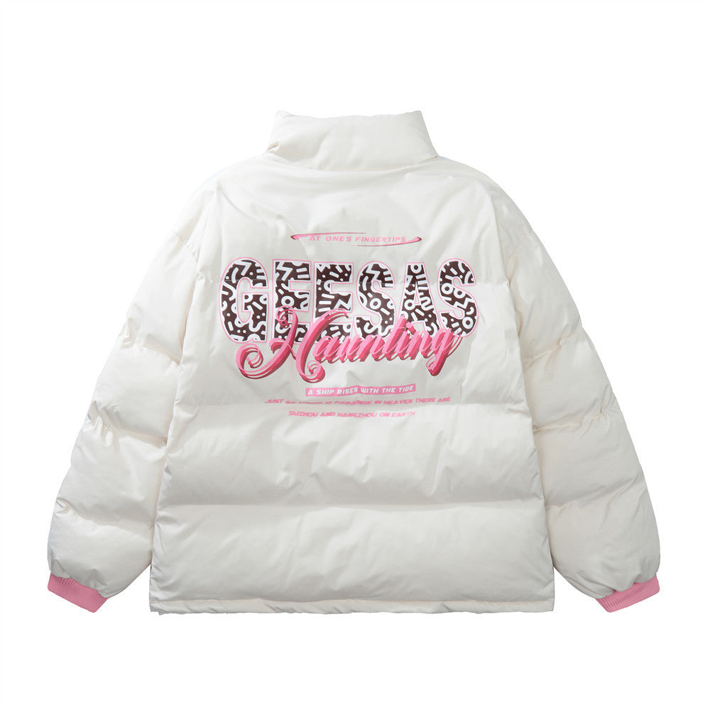 Printed Stand Collar Cotton-padded Puffers
