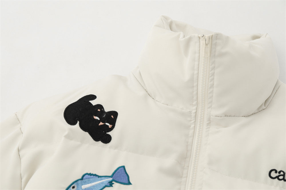 Campblue Butterfly Patch Cotton Puffer
