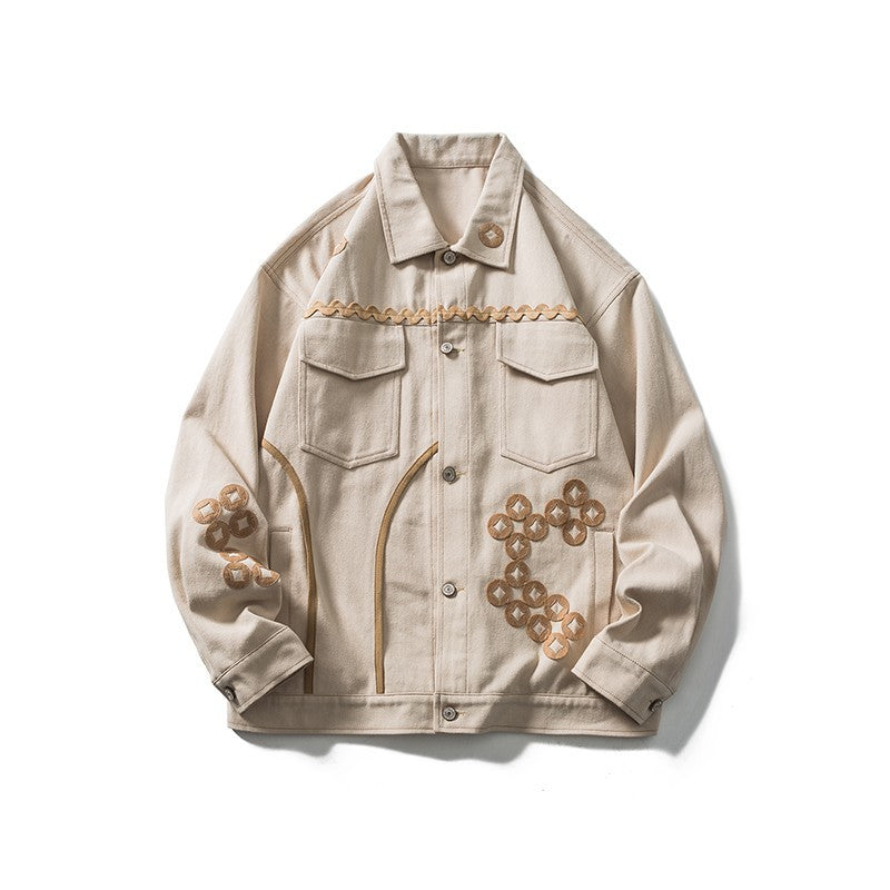 Copper Coin Embroidered Multi-pocket Jackets