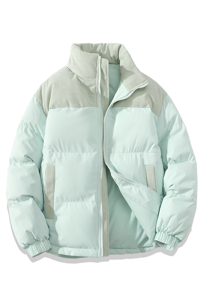Unisex Winter Contrast-coloured Cotton Padded Puffer