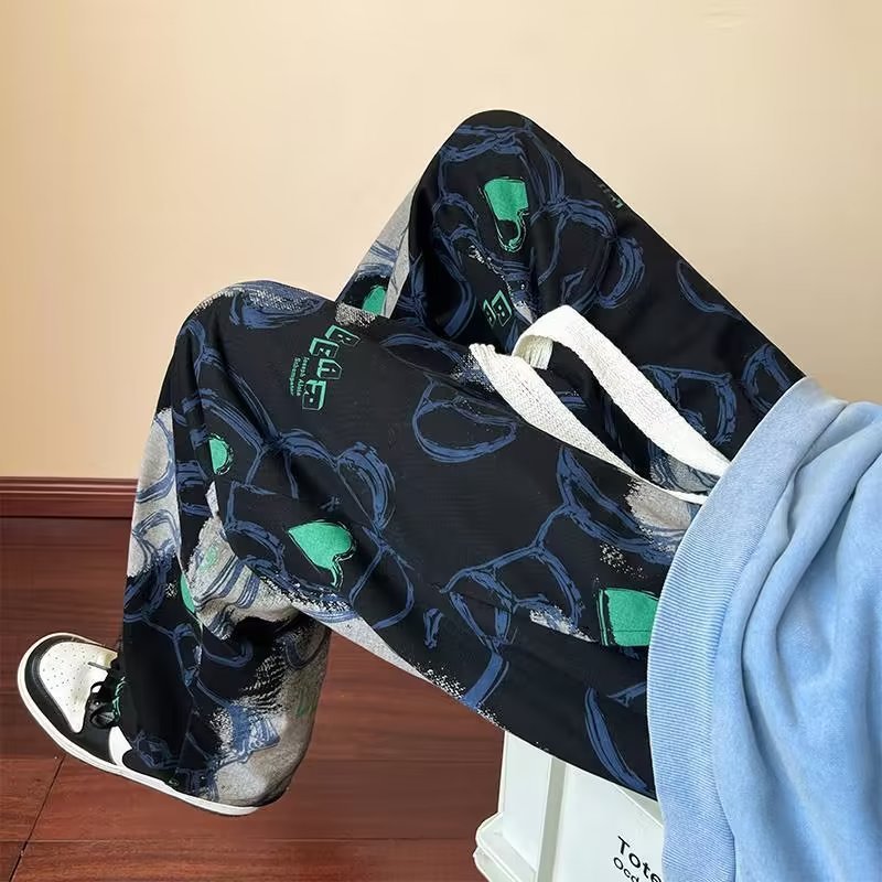 Patterned Casual Baggy Trousers